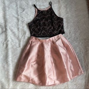 Francescas macayla crop top skirt dress set pink